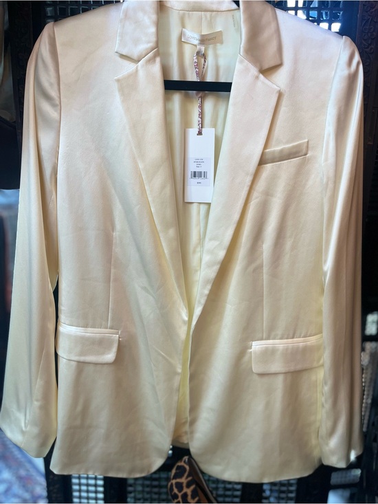 LoveShackFancy Jackets & Blazers - LoveShackFancy Cream Satin Silk Blazer sz2